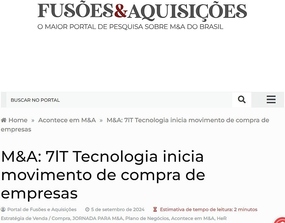 M&A: 7lT Tecnologia inicia movimento de compra de empresas